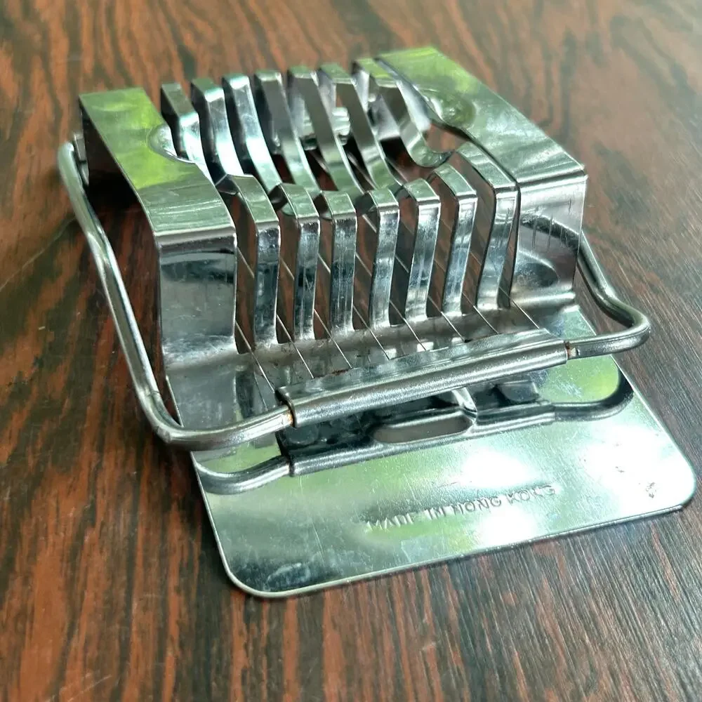 Vintage Egg Slicer Retro Kitchen Gadget Hong Kong Metal Utensil 1960s